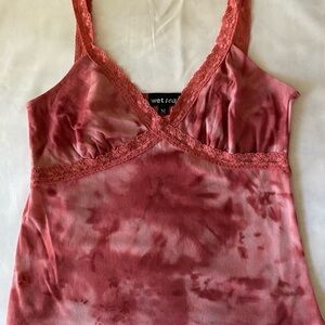 Wet Seal Red Tie-Dye Lace Tank Top​